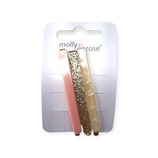 Picture of MOLLY&ROSE PASTEL HAIR SLIDES PEACH 3PK